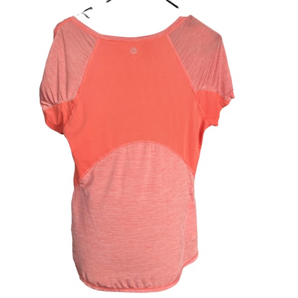 Athleta Activewear Top Womens Medium Orange Mesh Side Panel Athletic - Picture 2 of 11